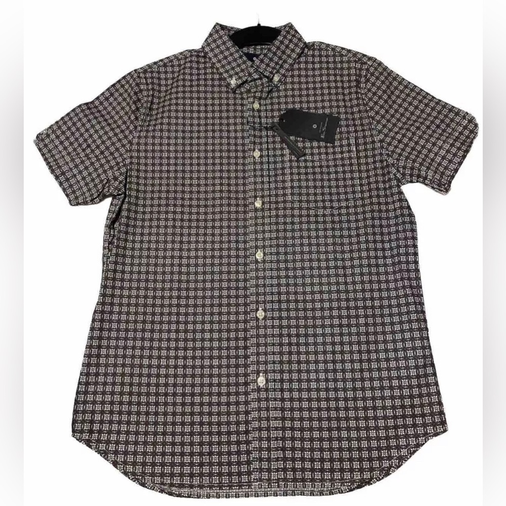 I Ben Sherman Small Dress Shirt Mens Geometric Spotted Short Sleeve Button Up